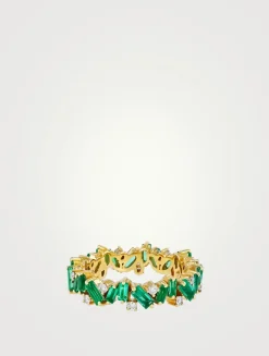 18K Gold Frenzy Emerald Eternity Band