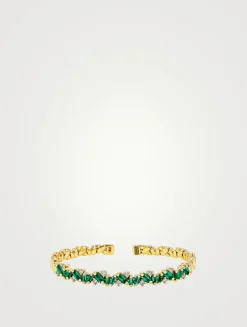 18K Gold Frenzy Reborn Emerald Bangle Bracelet
