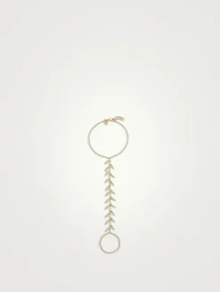 14K Gold Fringe Princess Bracelet Hand Chain With Diamonds