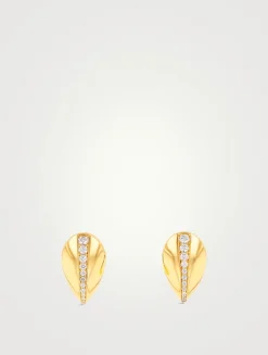 18K Gold Golden Age Pavé Curved Claw Diamond Stud Earrings