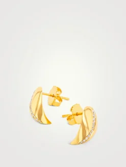 18K Gold Golden Age Pavé Curved Claw Diamond Stud Earrings