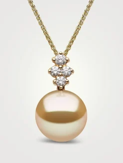 18K Gold Golden Southsea Pearl And Diamond Necklace