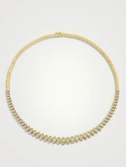 14K Gold Graduated Marquise-Eye Necklace With Diamonds