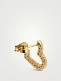 14K Gold Heart Wrap Hoop Earrings With Pavé Pink Sapphire