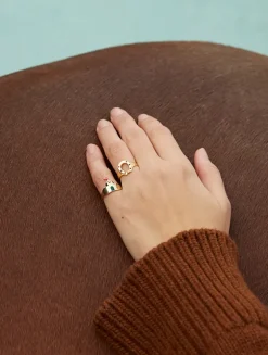 9K Gold Horseshoe Brillante Ring With Diamond