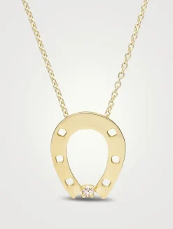 9K Gold Horseshoe Brillante Pendant Necklace With Diamond