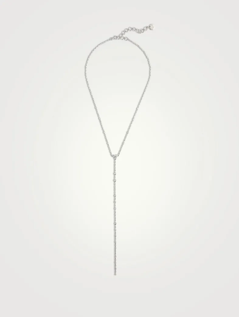 18K Gold Infinity Station Lariat Necklace With Diamonds