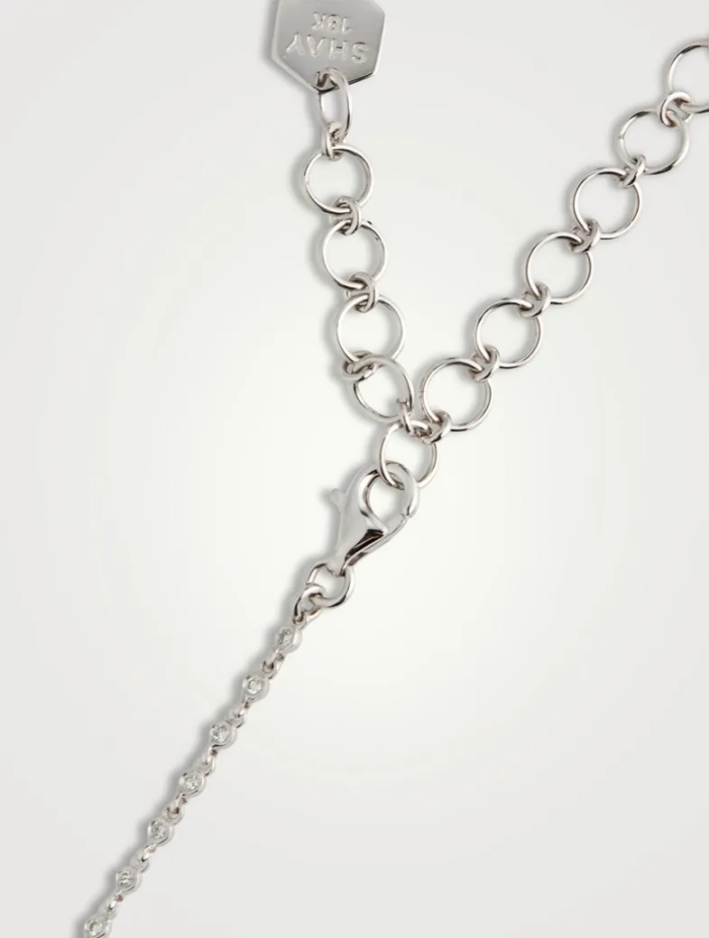 18K Gold Infinity Station Lariat Necklace With Diamonds