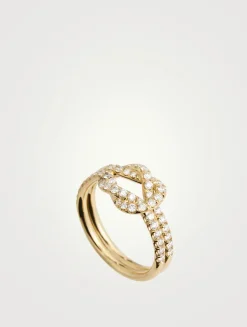18K Gold Knot Ring With Diamonds