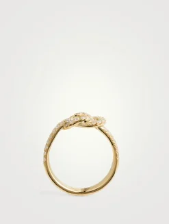 18K Gold Knot Ring With Diamonds