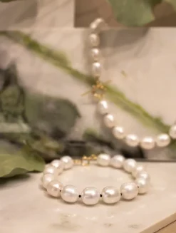 14K Gold Knotted Baroque Pearl Bracelet