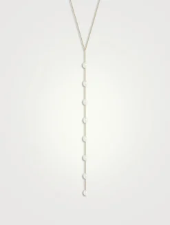 14K Gold Long Pearl Lariat Necklace