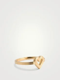 14K Gold Mini Fluted Heart Ring