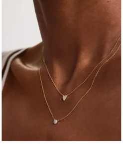14K Gold Mini Heart Pavé Diamond Necklace