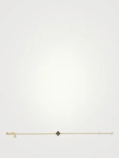 14K Gold Mini Moroccan Charm Chain Bracelet With Diamond