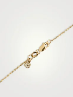 14K Gold Mini Moroccan Charm Necklace With Diamonds
