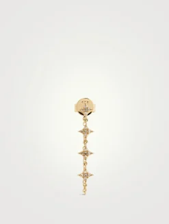 14K Gold Multi Sparkle Chain Stud Earring With Diamonds