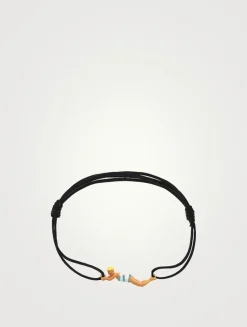 9K Gold Nadadora Rayada Enamel Cord Bracelet