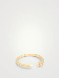 14K Gold Nail Ring With Diamond