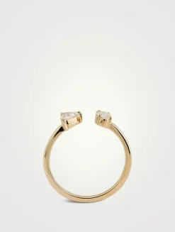 14K Gold Oval And Trillion Mixed Cuff Ring With Lab Grown Diamonds