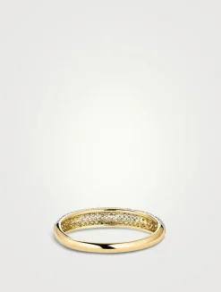 14K Gold Pavé Diamond Thin Dôme Ring