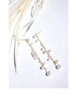 14K Gold Pearl Bubble Drop Earrings