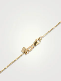 14K Gold Plumeria Charm Necklace With Diamonds