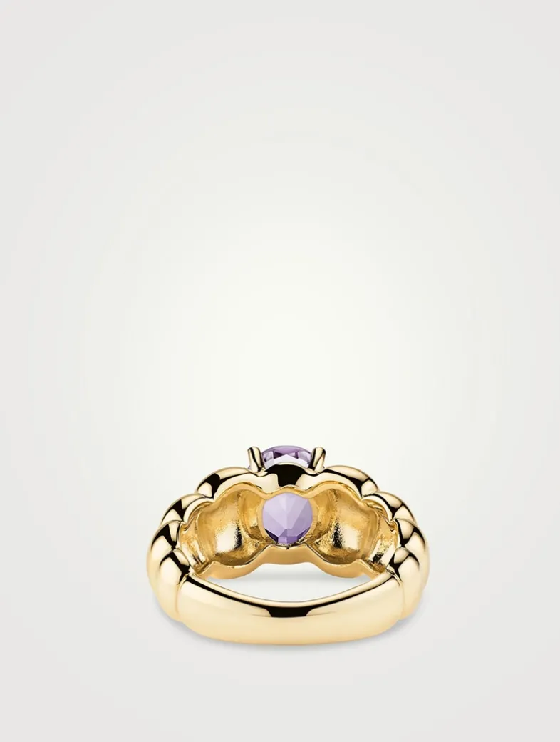 14K Gold Puffy Charlotte Gemstone Ring
