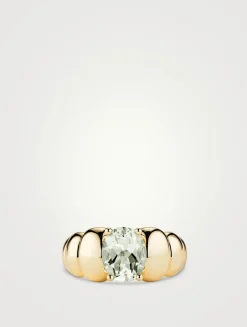 14K Gold Puffy Charlotte Gemstone Ring