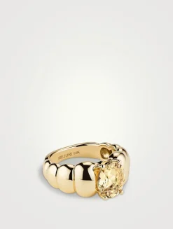 14K Gold Puffy Charlotte Gemstone Ring