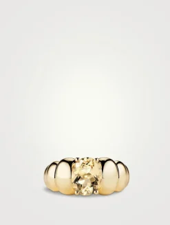 14K Gold Puffy Charlotte Gemstone Ring