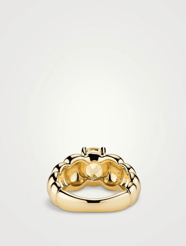 14K Gold Puffy Charlotte Gemstone Ring