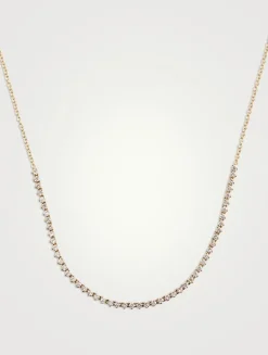 14K Gold Segment Necklace With Diamonds