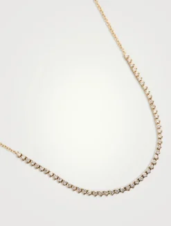 14K Gold Segment Necklace With Diamonds