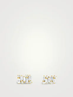 18K Gold Shimmer Diamond Stud Earrings
