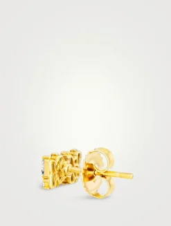 18K Gold Shimmer Diamond Stud Earrings