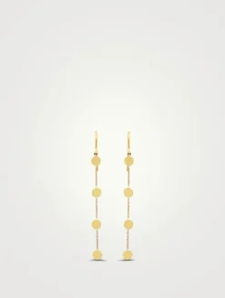 18K Gold Small Circle Chain Drop Earrings