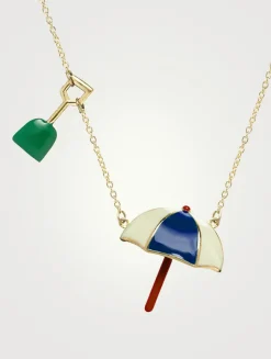 9K Gold Sombrilla Paleta Pendant Necklace