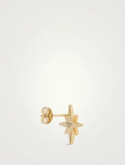 14K Gold Starburst Earrings With Diamonds