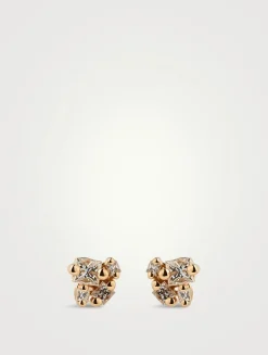 18K Gold Stud Earrings With Diamonds