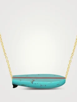 9K Gold Surf Turquoise Pendant Necklace