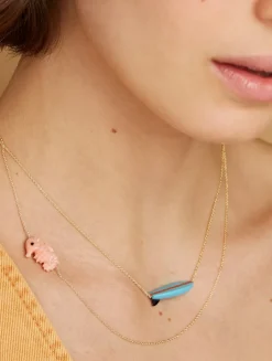 9K Gold Surf Turquoise Pendant Necklace