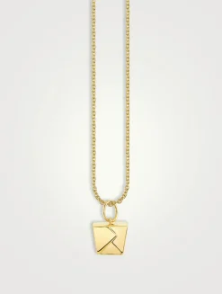 14K Gold Takeout Box Pendant Necklace With Diamonds