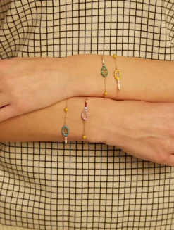 9K Gold Tennis Pelota Enamel Bracelet