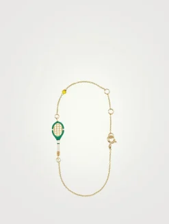 9K Gold Tennis Pelota Enamel Bracelet