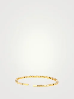 18K Gold Thin Mix Rainbow Sapphire Uneven Bangle Bracelet