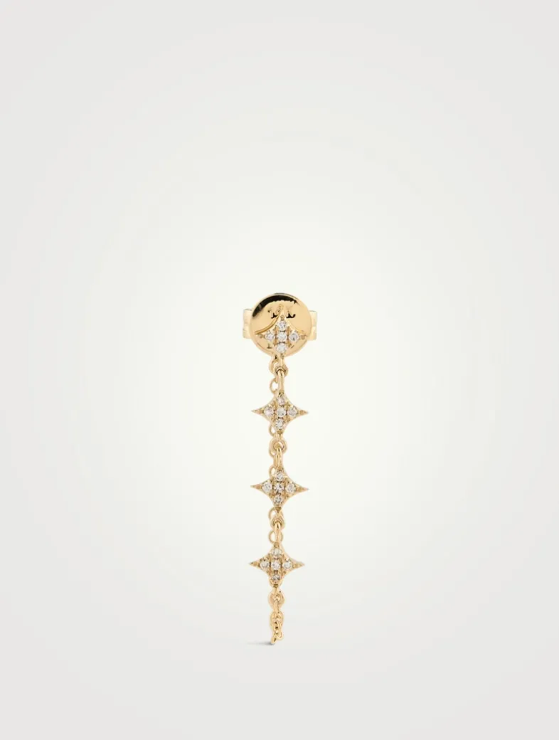 14K Gold Triple Prong Set Diamond Earring