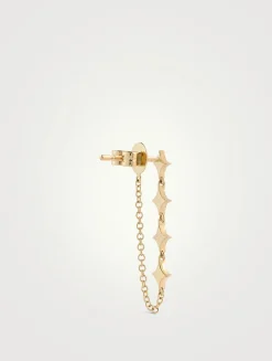 14K Gold Triple Prong Set Diamond Earring