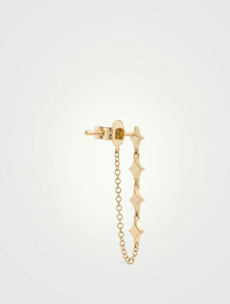 14K Gold Triple Prong Set Diamond Earring