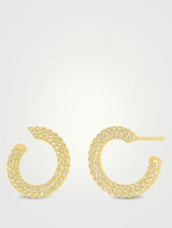 14K Gold Twist Wrap Earrings With Diamonds